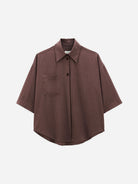 Brown Ameer Top Womens Short Sleeve Relaxed Top Noyoco 