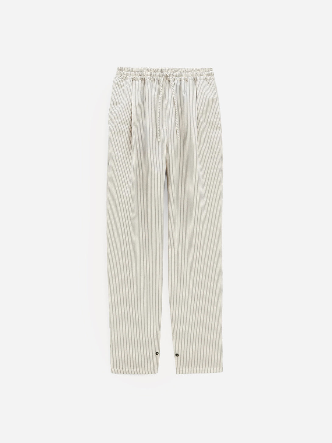 Ecru Stripe Helio Pant Mens Drawstring Lightweight Striped Pants Pleated Noyoco Clothing