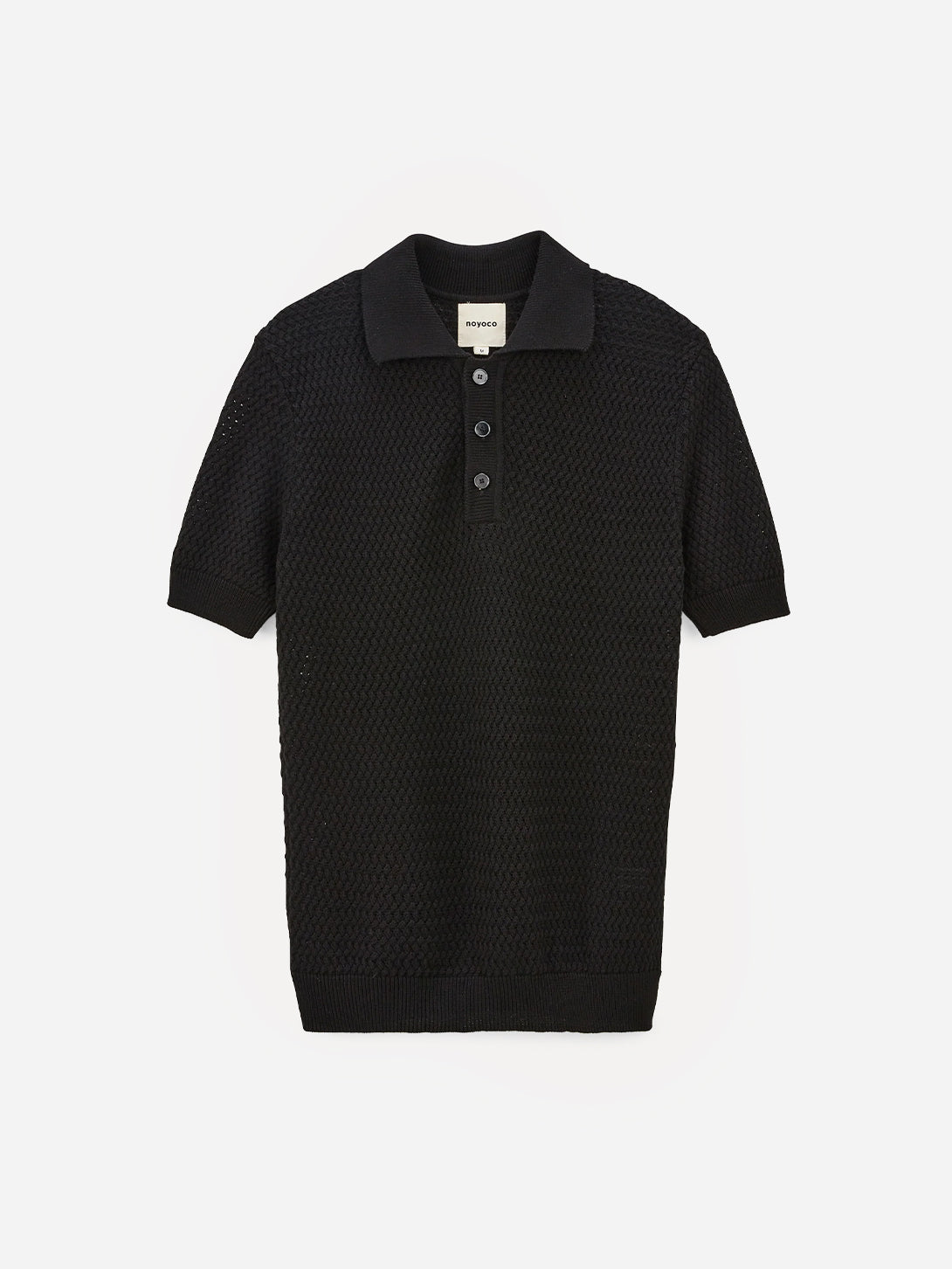 Black Haring Top Mens Black Knitted Polo Shirt Collared Noyoco Clothing 