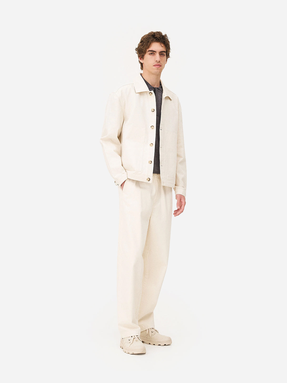 Ecru Arizona Jacket Mens Button Up Collared Jacket White Noyoco Mens Clothing 