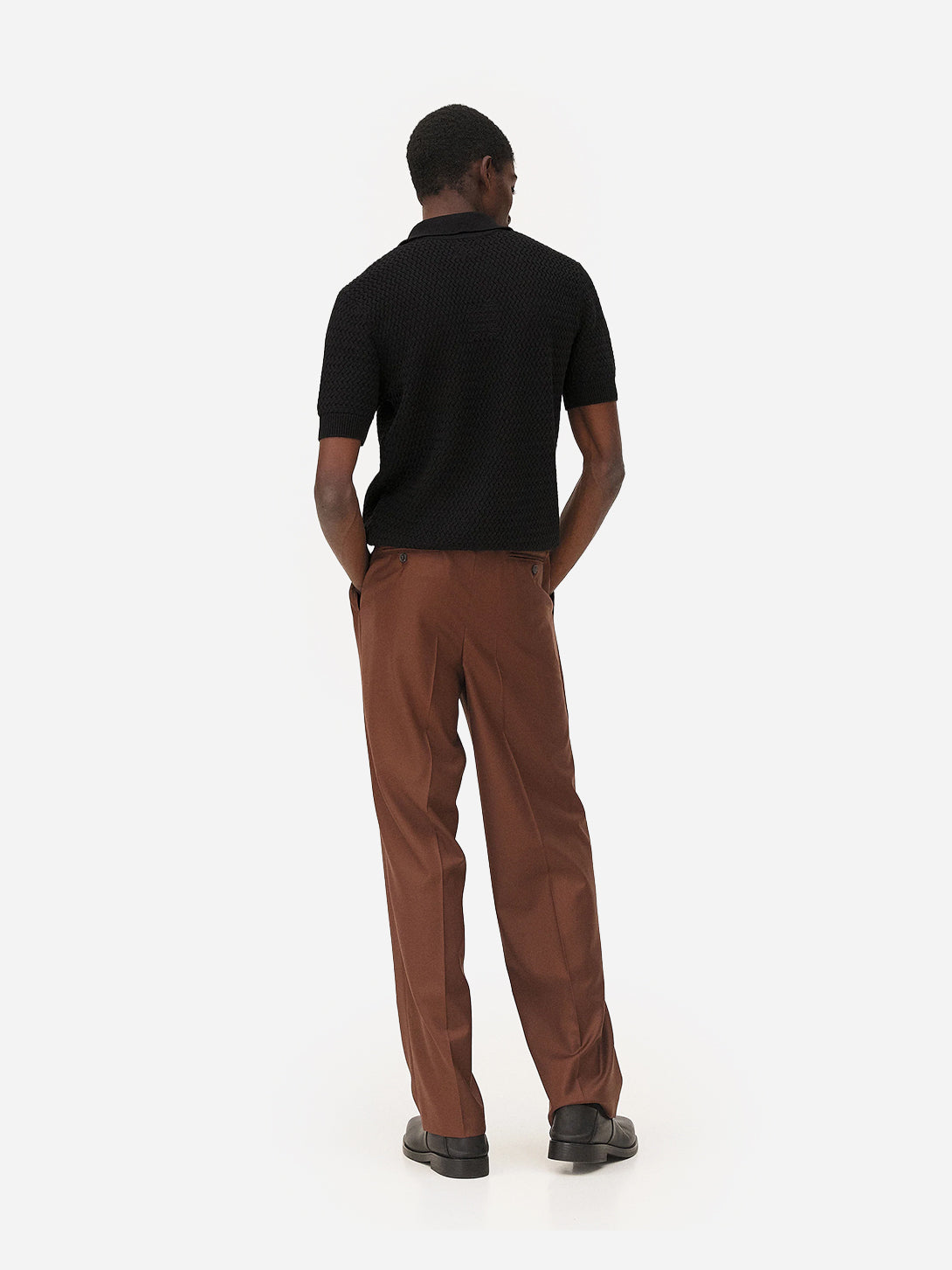 Black Haring Top Mens Black Knitted Polo Shirt Collared Noyoco Clothing 