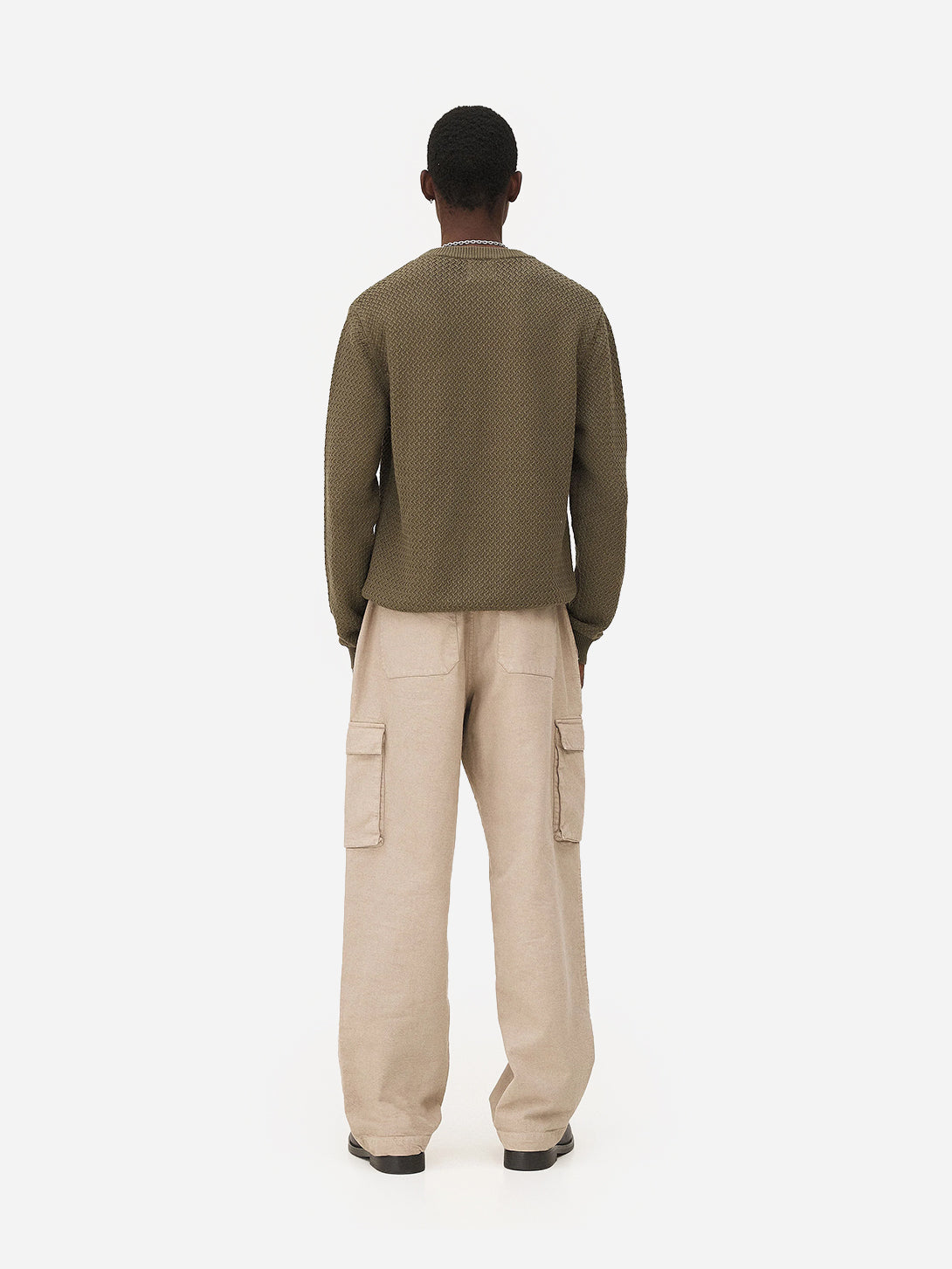 Khaki Roma Sweater Mens Knit Crewneck Sweater Noyoco Clothing 