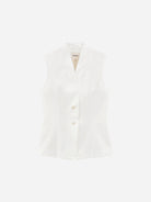 White Hegra Vest Womens Sleeveless Button Up Vest Noyoco Womens 