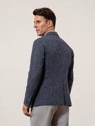 Dk Navy Perry Seersucker Check Blazer Mens Casual Semi Formal Woven Navy Blazer Mens Sportscoat 