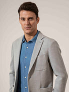 Lt Grey Perry Mesh Weaving Blazer Mens Casual Comfort Blazer Weave Fabric Two Button Closure Jacket 