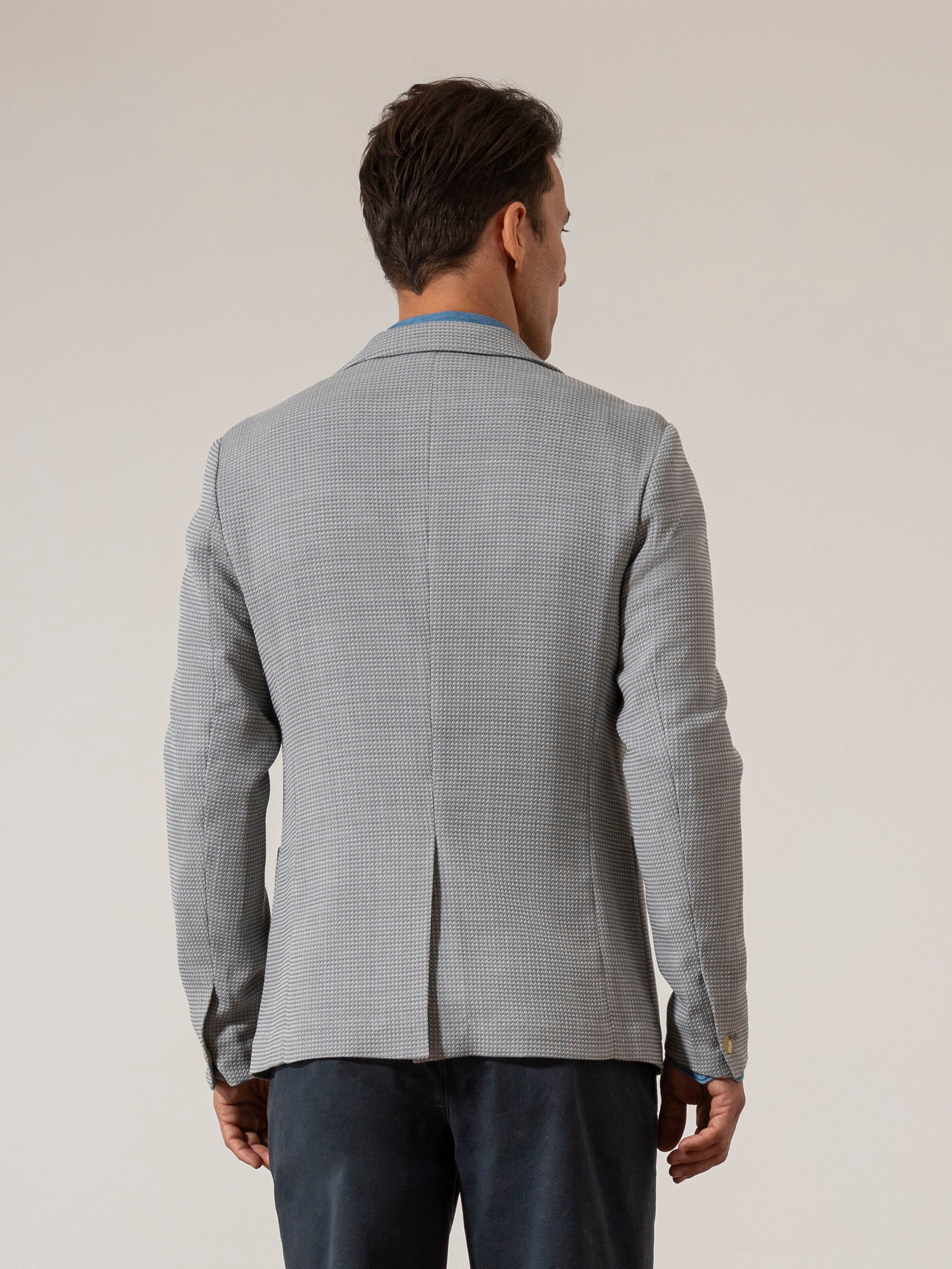 Lt Grey Perry Mesh Weaving Blazer Mens Casual Comfort Blazer Weave Fabric Two Button Closure Jacket 