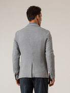 Lt Grey Perry Mesh Weaving Blazer Mens Casual Comfort Blazer Weave Fabric Two Button Closure Jacket 