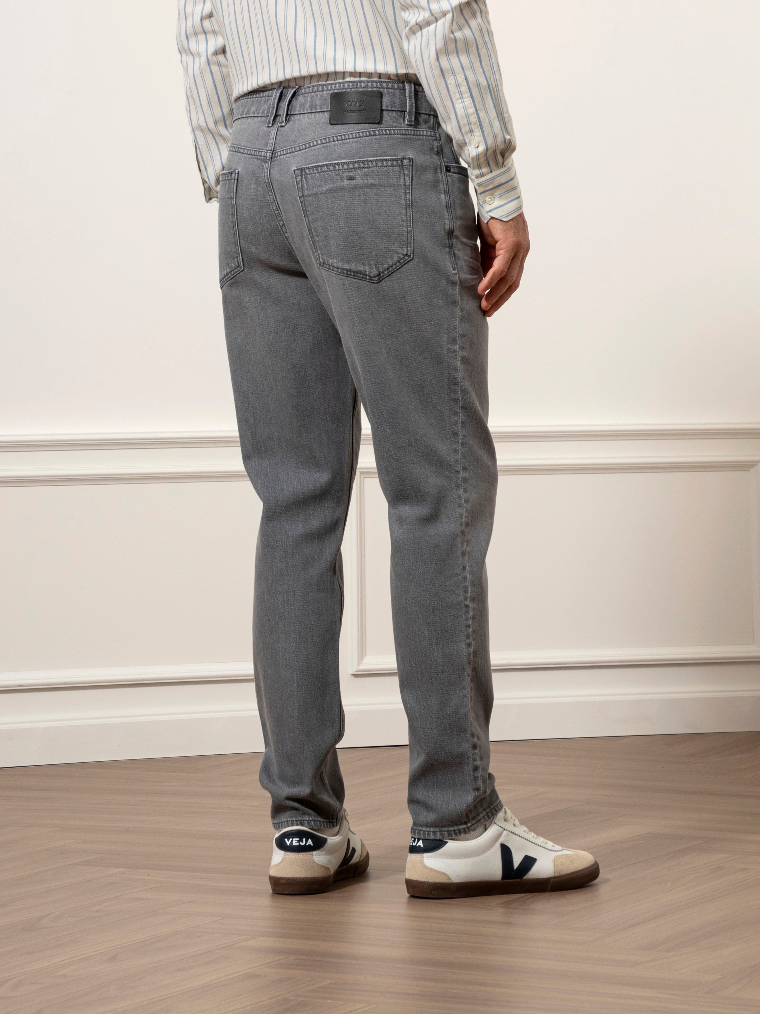 Lt Grey Houstons Tapered Jeans Mens Tapered Fit Light Grey Denim Wash Jeans Mens Straight Fit Denim Jeans 