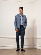 Iron Blue The Hawthorn Hopsack Summer Jacket Mens Soft Textured Layering Button Up Collared Jacket 
