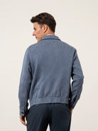 Iron Blue The Hawthorn Hopsack Summer Jacket Mens Soft Textured Layering Button Up Collared Jacket 
