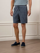 Iron Blue Bklyn Jacquard Towel Shorts Mens Textured Drawstring Comfort Shorts 