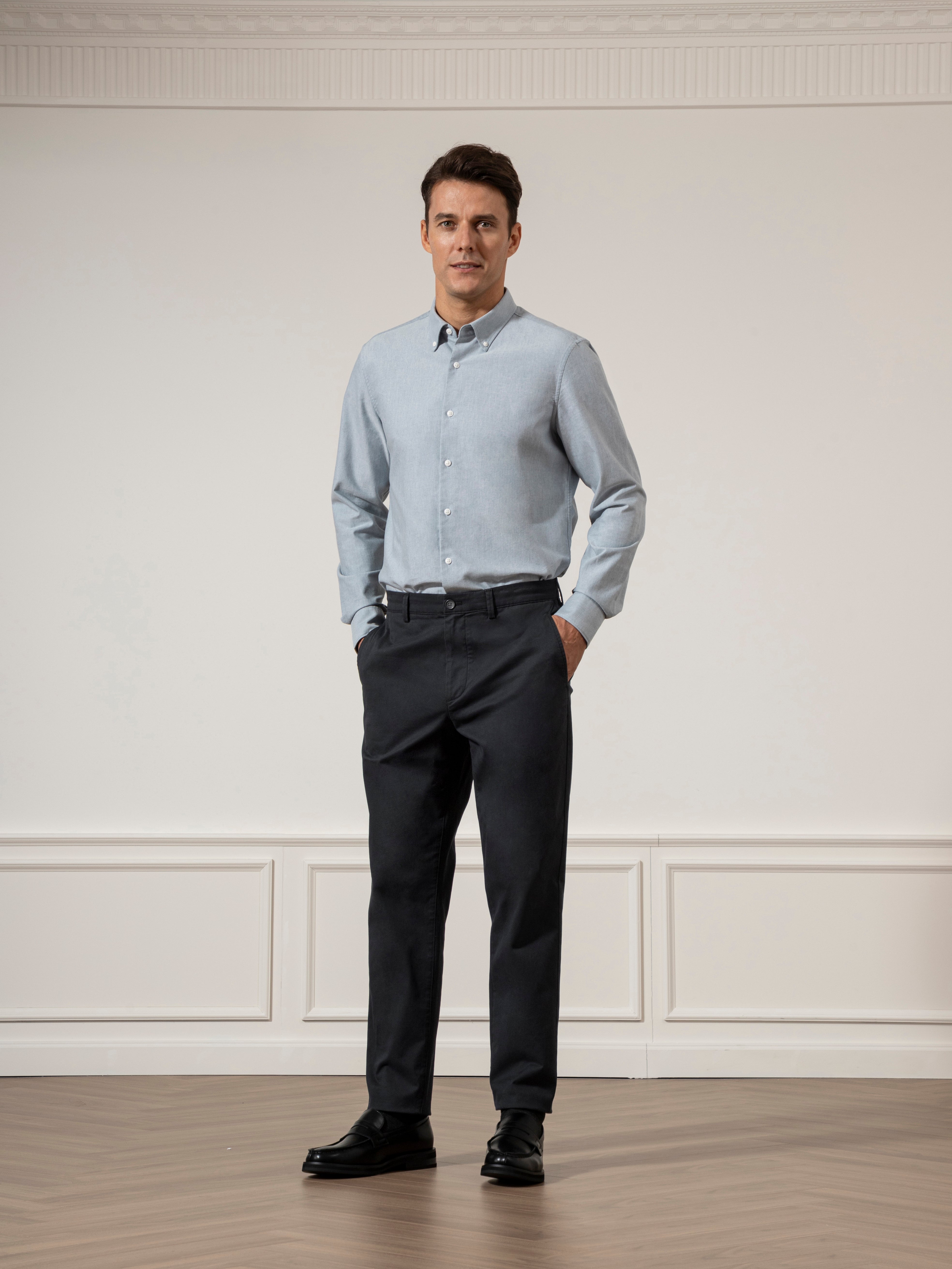 Modern Black Rider Stretch Chino Mens Tapered Fit Casual Khaki Chino Pant