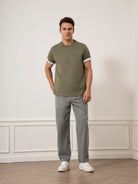 Smoke Olive Baseile Logo Tee Mens Relaxed Fit Embroidered Logo Tee Short Sleeve 