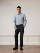 Dk Blue Heather Fulton Heather Oxford Shirt Mens Oxford Dress Shirt Button Down Collar Woven Shirt 