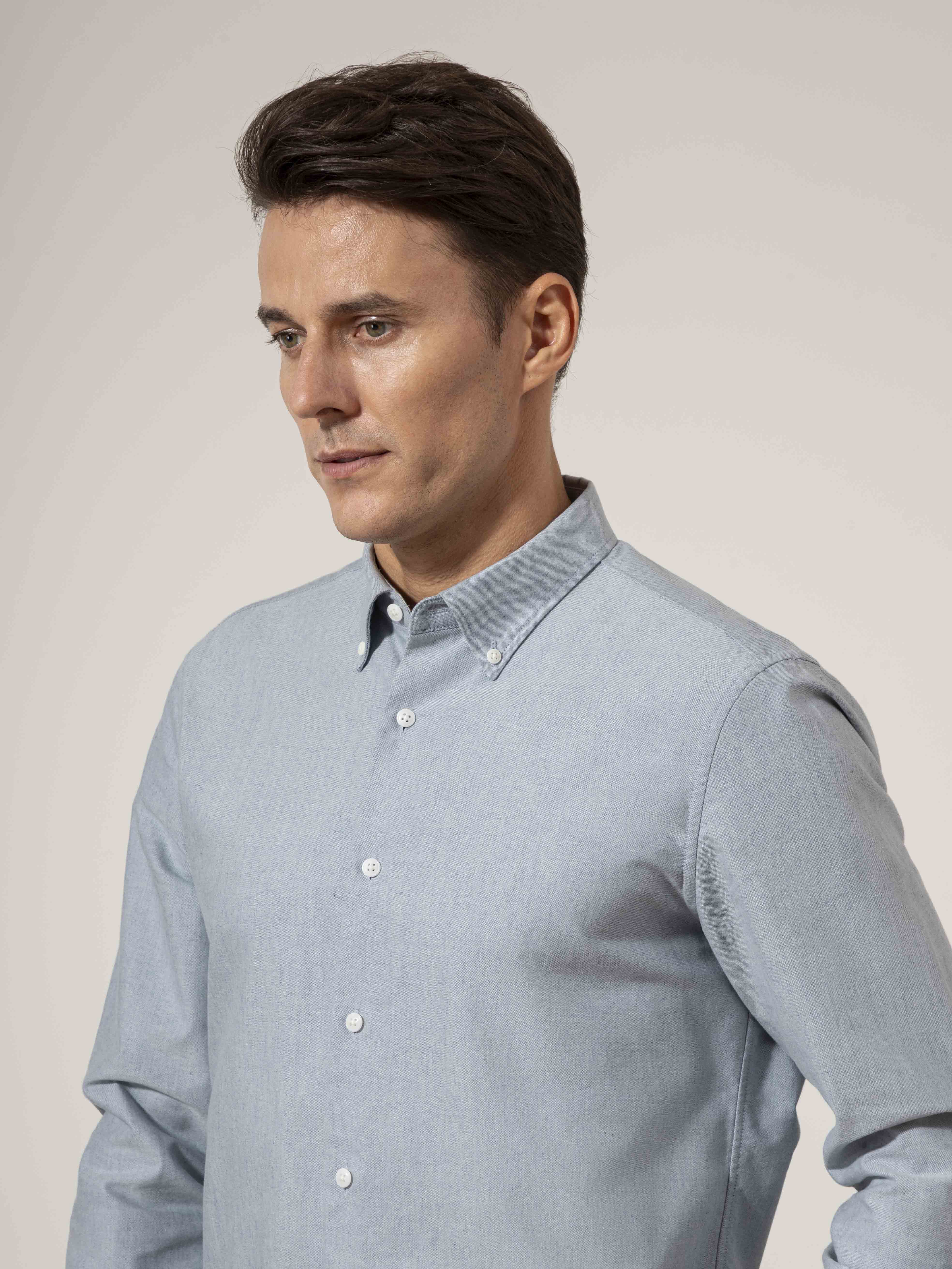 Dk Blue Heather Fulton Heather Oxford Shirt Mens Oxford Dress Shirt Button Down Collar Woven Shirt 