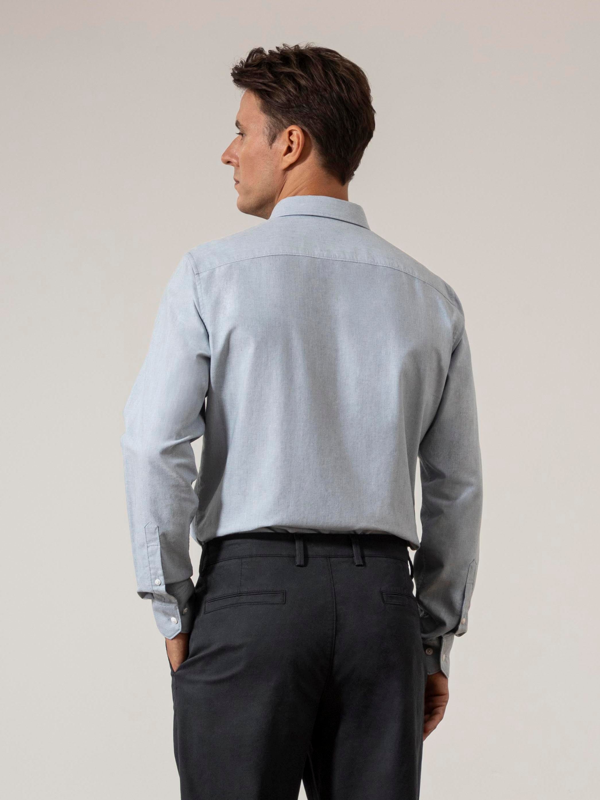 Dk Blue Heather Fulton Heather Oxford Shirt Mens Oxford Dress Shirt Button Down Collar Woven Shirt 