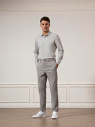 Bright White/Black Stripe Adrian Shadow Stripe Shirt Mens Spread Collar Black Stripe Button Up Dress Shirt 