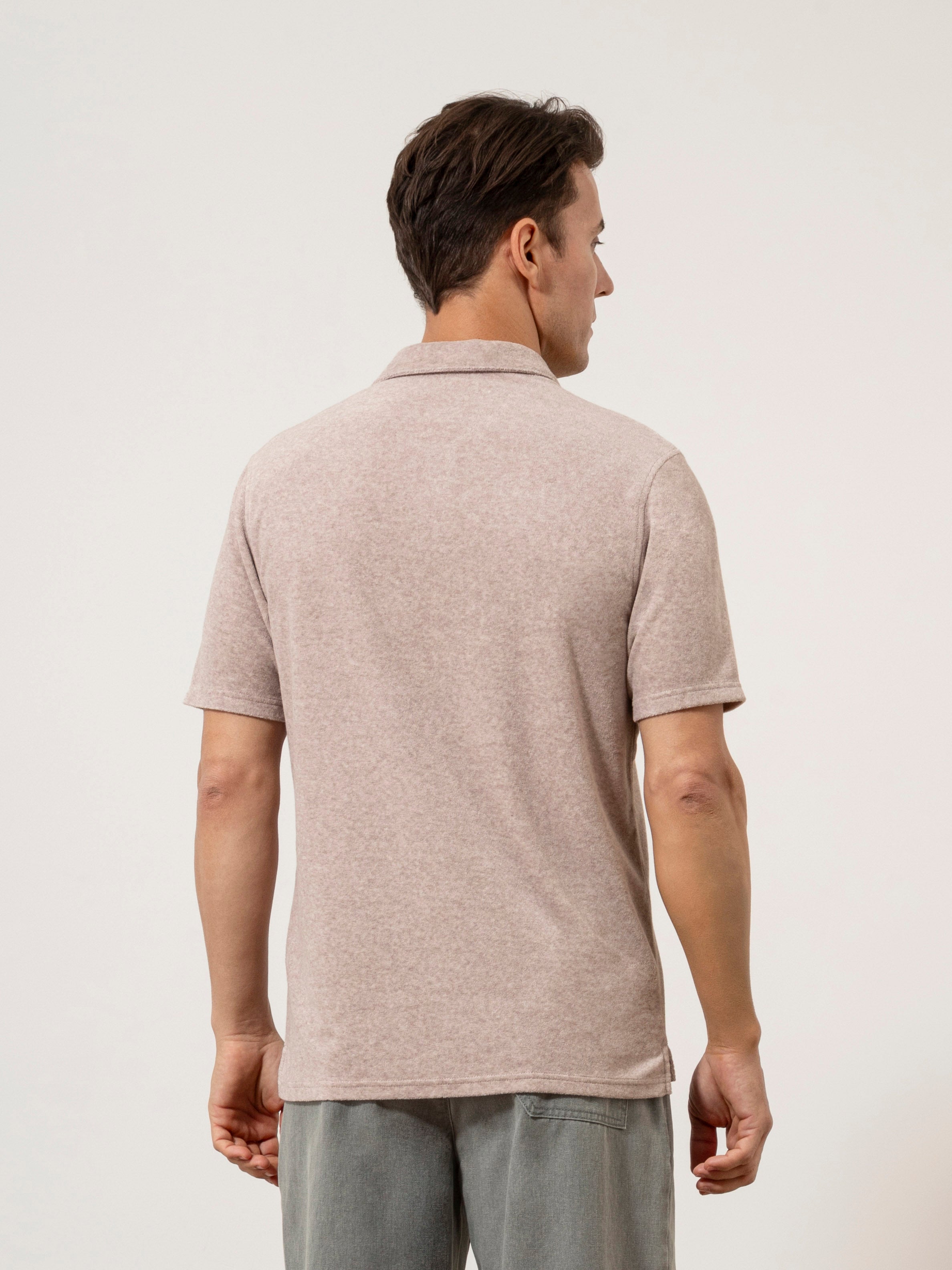 Rosy Brown Heather Colby Towel Polo Mens Summer Open Collar Polo Shirt Moisture Wicking Polo