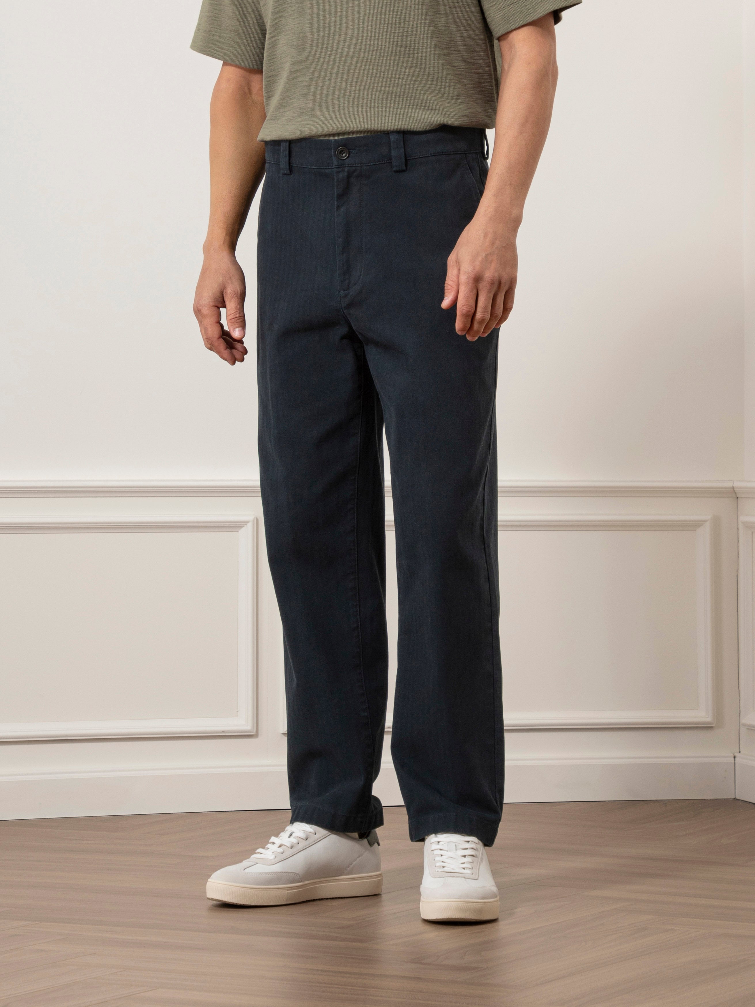 Dk Navy Wythe Herringbone Trousers Mens Herringbone Pattern Navy Trousers Straight Fit Trouser Pants 