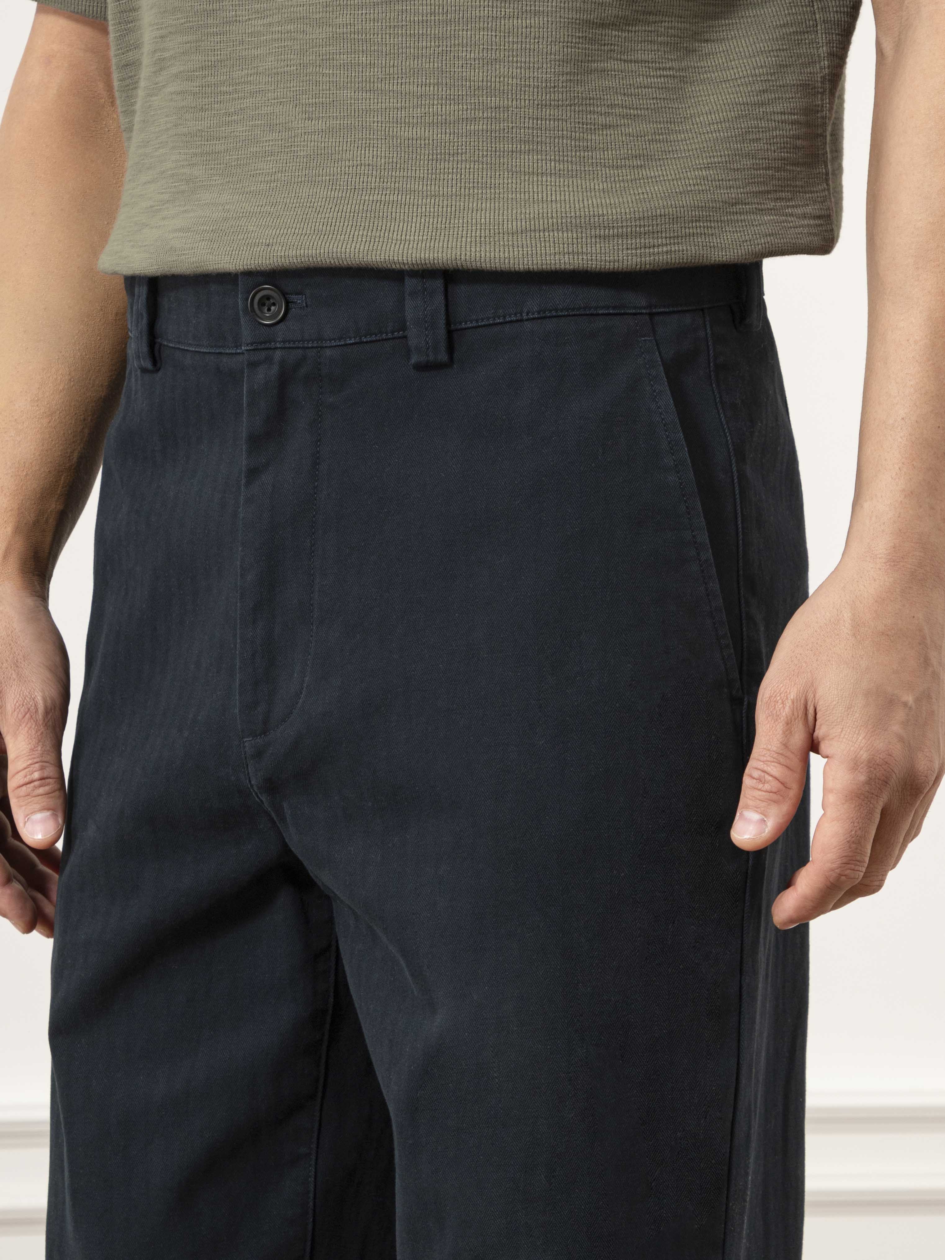 Dk Navy Wythe Herringbone Trousers Mens Herringbone Pattern Navy Trousers Straight Fit Trouser Pants 