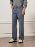 Mid Indigo Franklin Straight-leg Jeans Mens Light Wash Indigo Denim Jeans Straight Leg Fit 