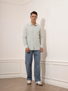Lt Grey/White Stripe Adrian Pinstripe ShirtMens Spread Collar Woven Striped Shirt ONS Clothing