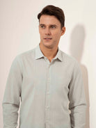 Lt Grey/White Stripe Adrian Pinstripe ShirtMens Spread Collar Woven Striped Shirt ONS Clothing
