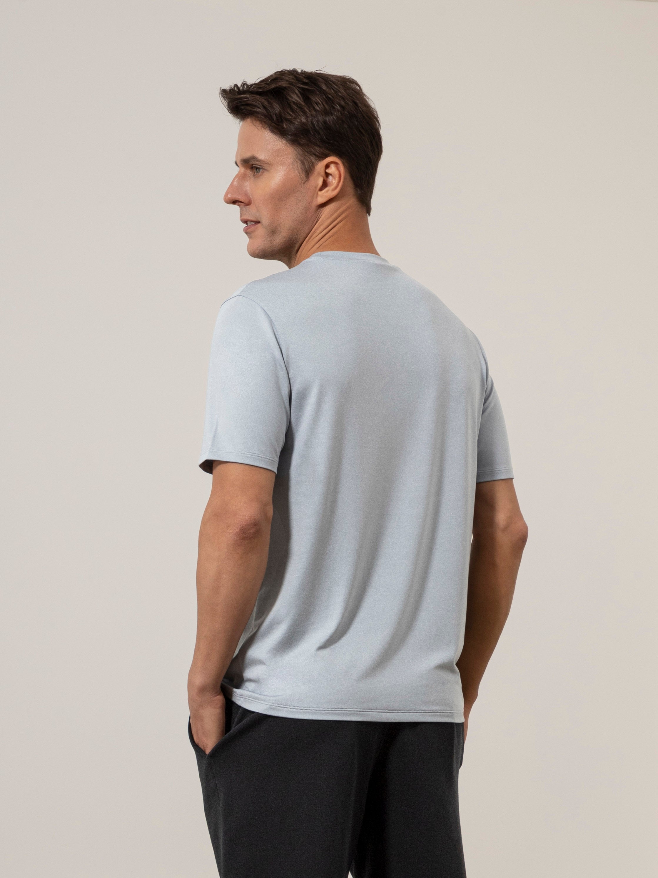 Steel Blue Heather Village Motion SS Tee Mens Basic Short Sleeve Tee Shirt ONS Clothing 