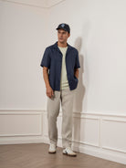 Dk Navy Rockaway Linen Shirt Mens Camp Collar Navy Shirt Short Sleeve ONS Clothing 