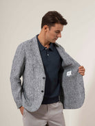Grey/White Stripe Perry Linen Stripe Blazer Mens Linen Stripe Blazer ONS Clothing