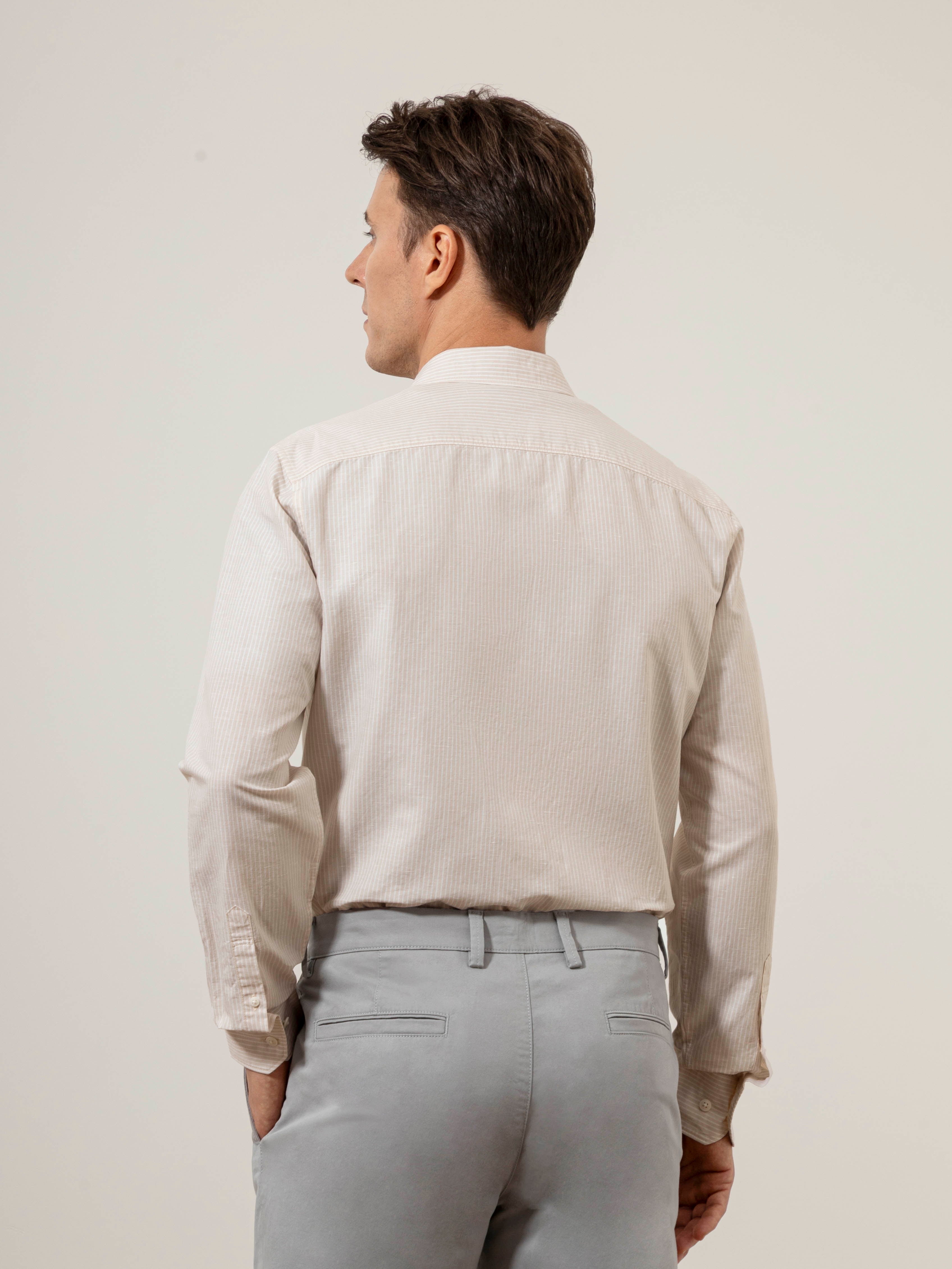 Dusty Pink/Bright White Stripe Arik Candy Stripe Shirt Mens Pinstripe Casual Dress Shirt Button Up Collared Shirt Point Collar 