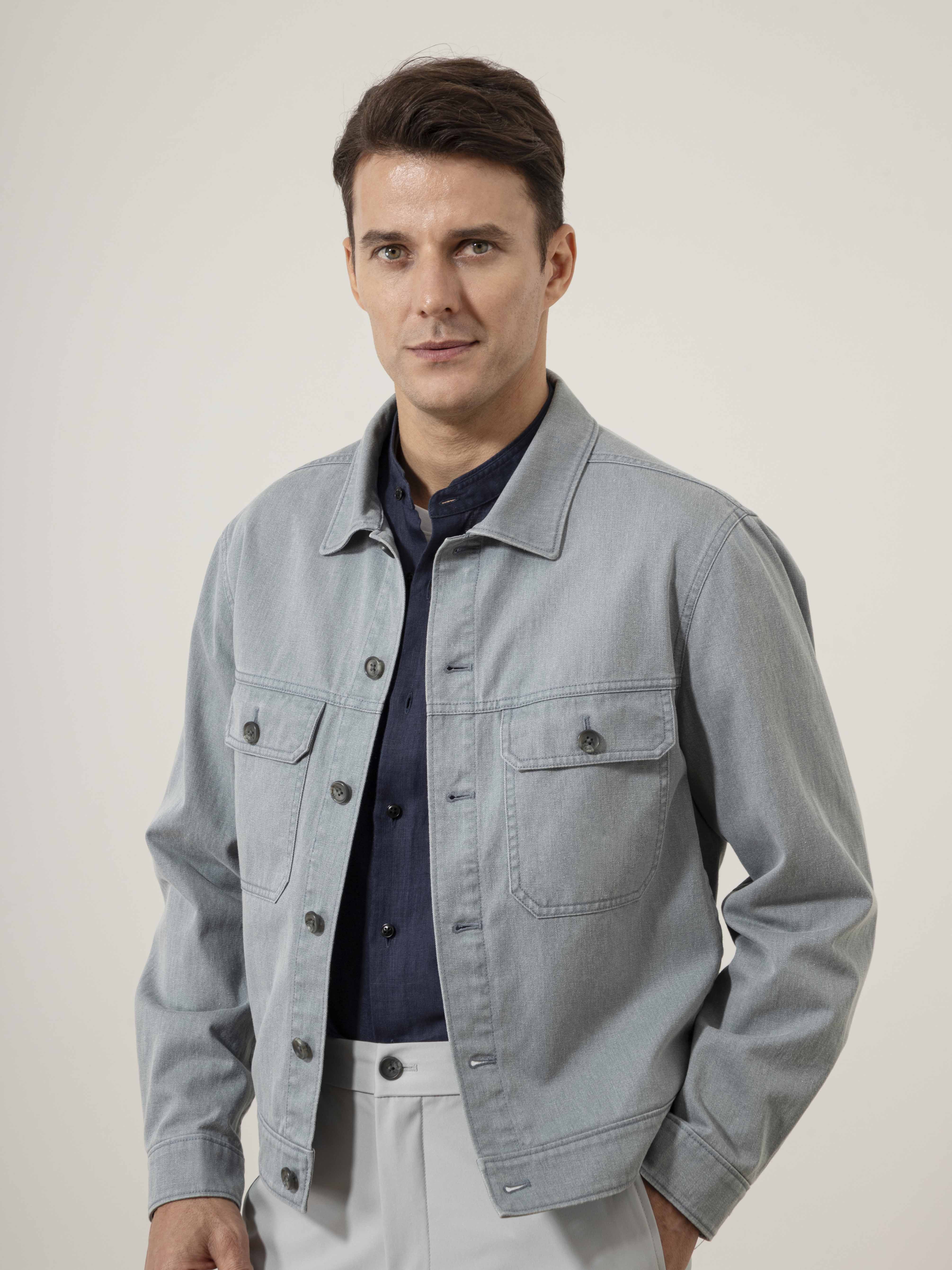 Steel Blue Elliot Washed Trucker Jacket Mens Light Wash Trucker Jacket Button Closure Collared Mens Denim 