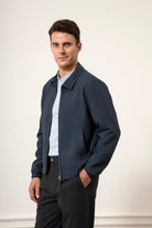 Dk Navy Heather Connor Cool Feeling Jacket Mens Collar Zip Up Woven Jacket 