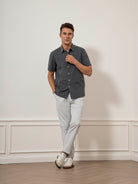 Navy/Bright White Stripe Arik Chalk Stripe Shirt Mens Striped Short Sleeve Button Up Shirt 