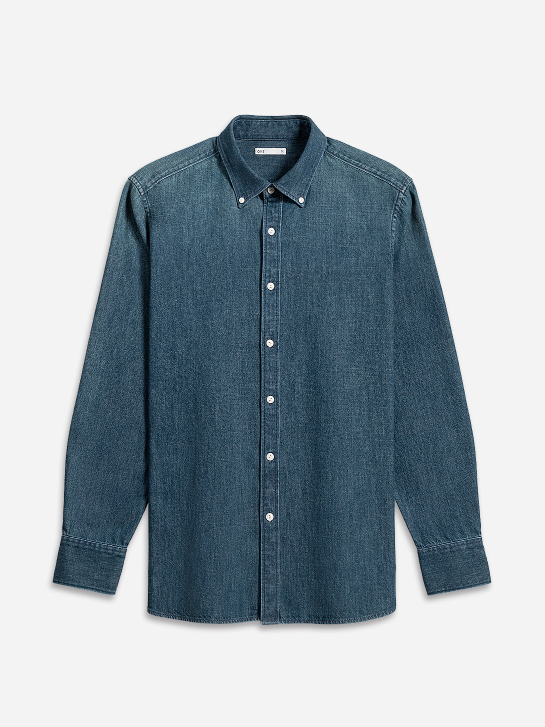 Mid Indigo Fulton Denim Shirt Mens Denim Button Down Woven Shirt Indigo Blue ONS Clothing