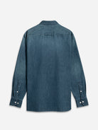 Mid Indigo Fulton Denim Shirt Mens Denim Button Down Woven Shirt Indigo Blue ONS Clothing