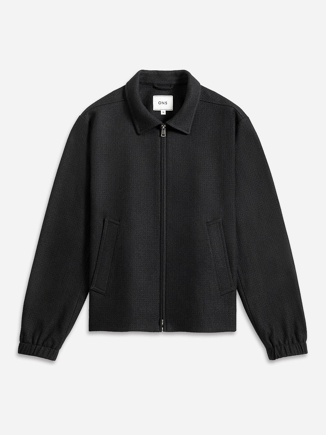Black Connor Wool Jacket Mens Zip Up Light Layering Jacket ONS Clothing