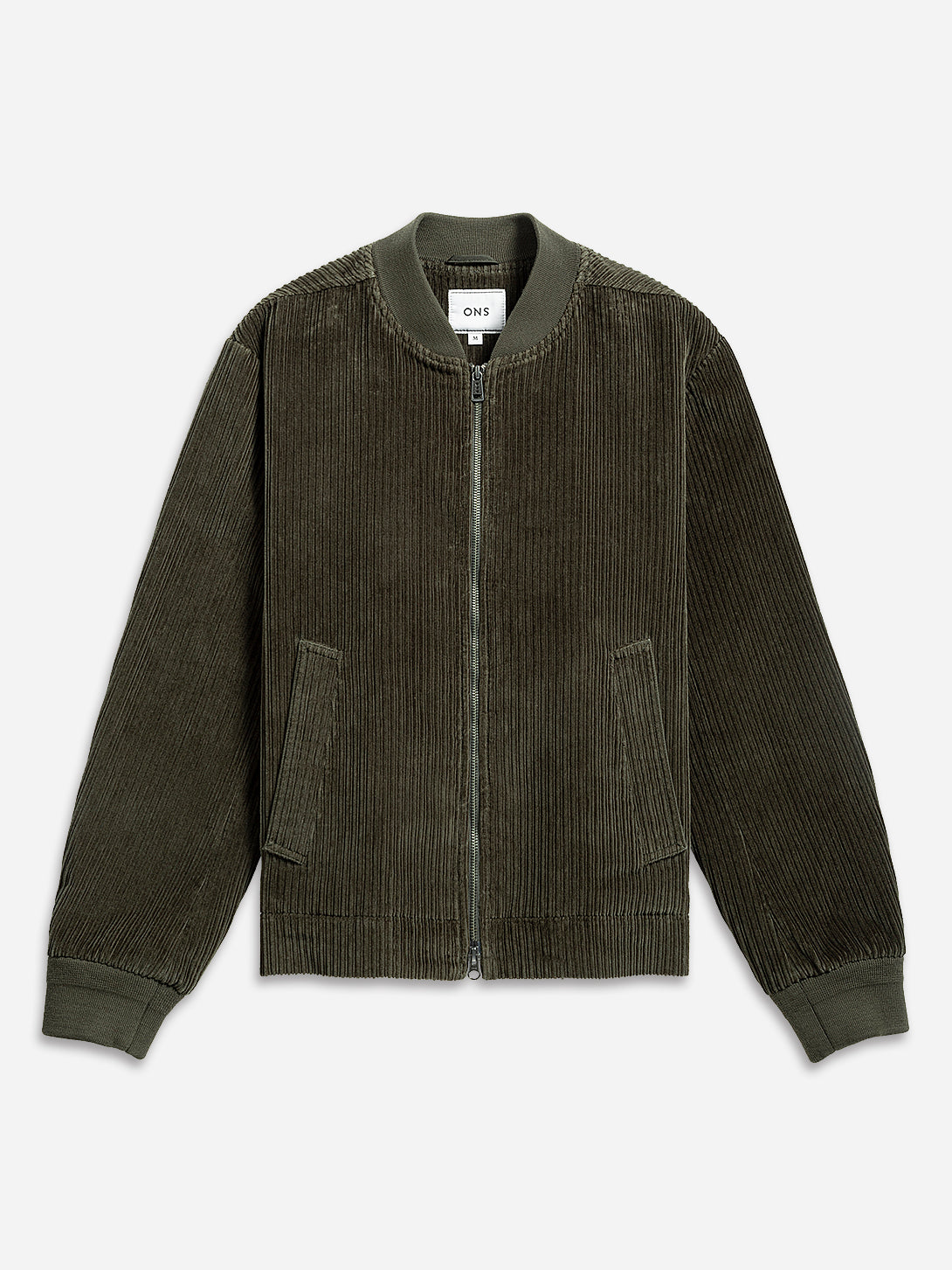 Smoke Olive Dominic Dual-Wale Corduroy Jacket Mens Zip Up Bomber Jacket Corduroy Fabric ONS Clothing 