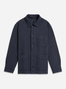Navy Remi Rattan Texture Jacket Mens Layering Light Jacket Collared Button Up ONS Clothing
