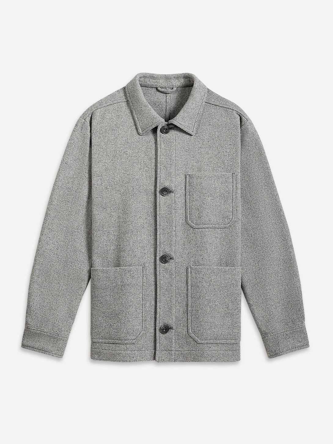 Lt Grey Heather Remi Tweedy Jacket Mens Button Up Light Jacket Mens Outerwear Pocketed Chore Jacket ONS Clothing