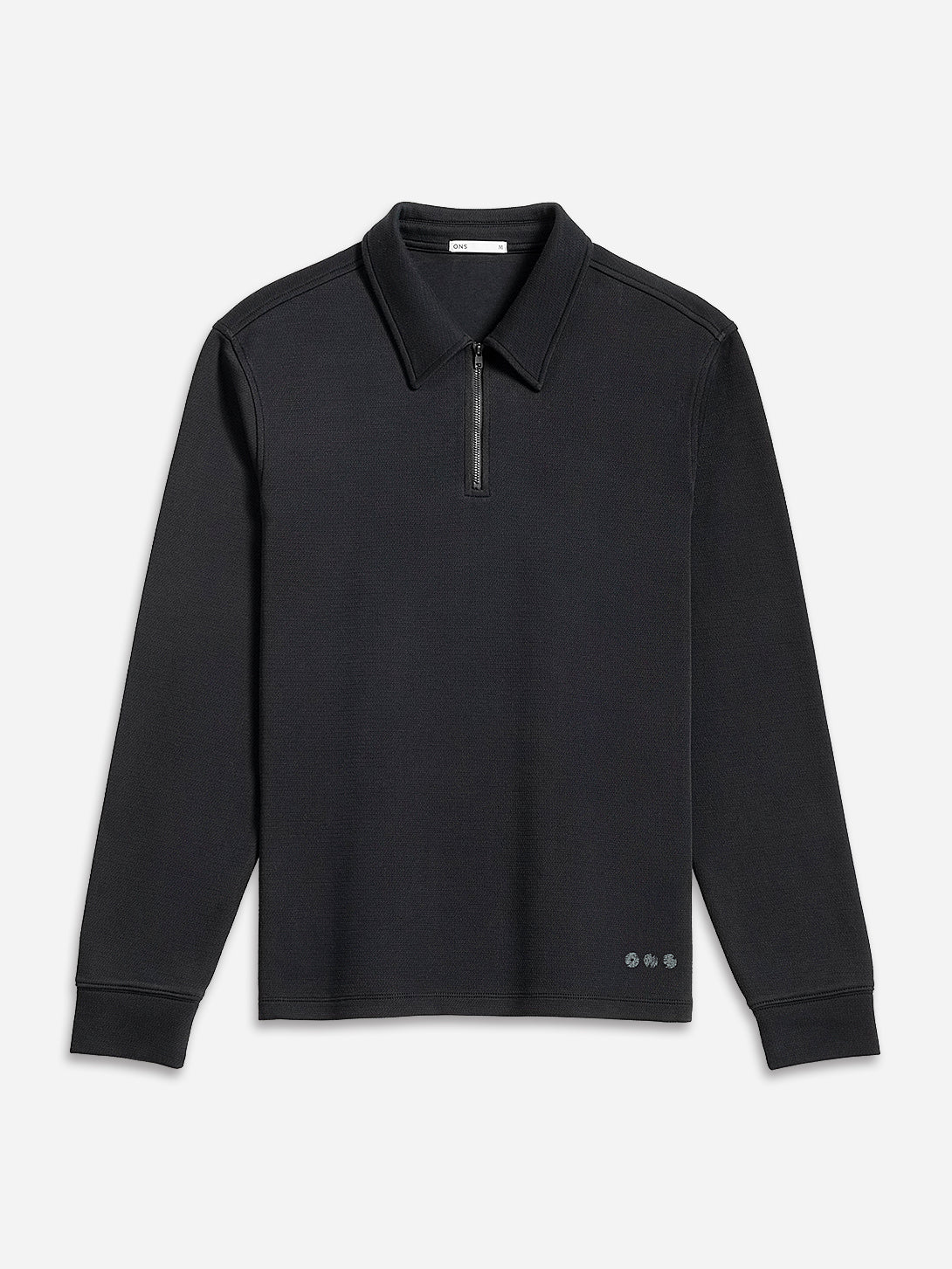 Black Lind Zip-up Polo Mens Quarter Zip Polo Long Sleeve ONS Clothing 