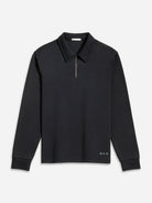 Black Lind Zip-up Polo Mens Quarter Zip Polo Long Sleeve ONS Clothing 