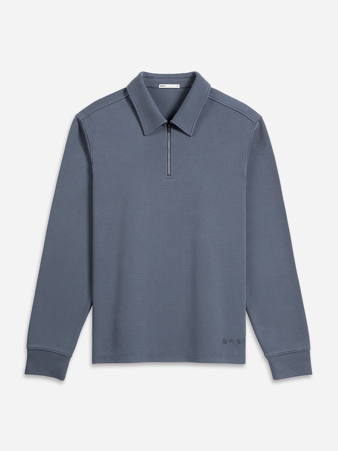 Iron Blue Lind Zip-up Polo Mens Quarter Zip Polo Long Sleeve ONS Clothing 
