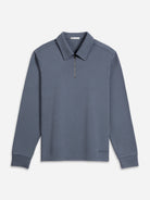 Iron Blue Lind Zip-up Polo Mens Quarter Zip Polo Long Sleeve ONS Clothing 