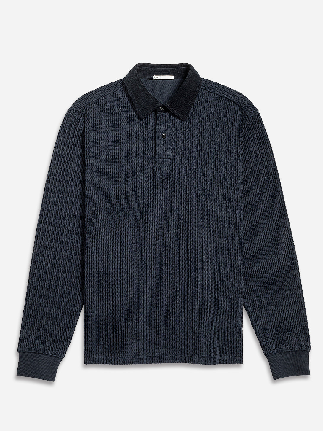 Navy Lind Jacquard Rugby Polo Mens Long Sleeve Rugby Polo Shirt ONS Clothing 