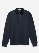 Navy Lind Jacquard Rugby Polo Mens Long Sleeve Rugby Polo Shirt ONS Clothing 