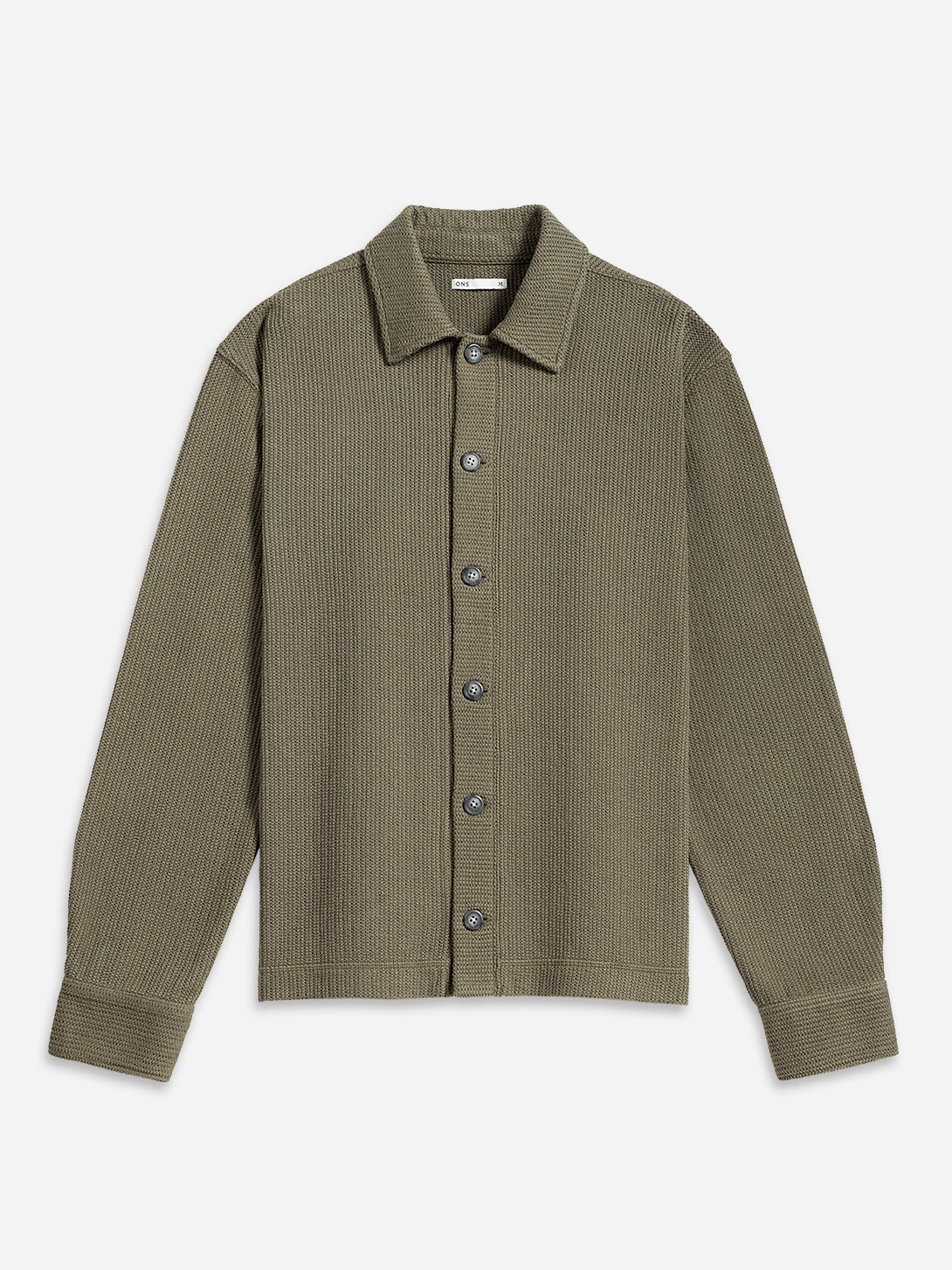 Olive Green Beacon Crochet Cardigan Mens Knit Button Up Cardigan Shirt ONS Clothing