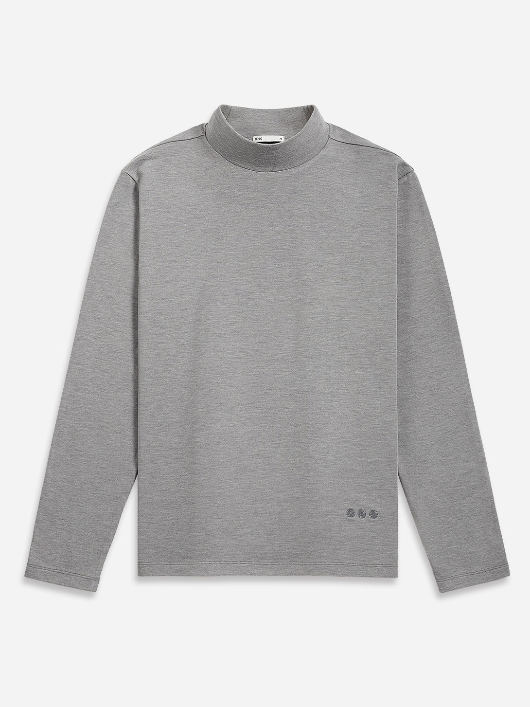 Grey Heather Acton Mock Neck Tee Mens Long Sleeve Lightweight T Shirt Mock Neck Pullover ONS Clothing