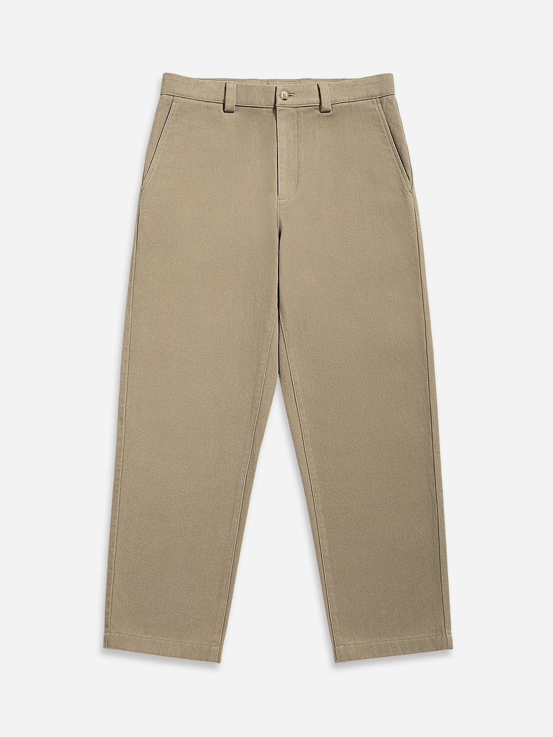 Khaki Wythe Brushed Cotton Trousers Mens Straight Fit Khaki Trouser Pants ONS Clothing