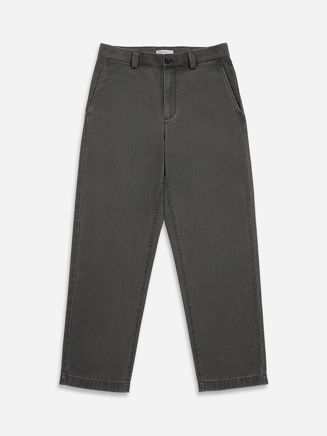 Dk Coffee Wythe Washed Herringbone Trousers Mens Straight Fit Trouser Pants ONS Clothing